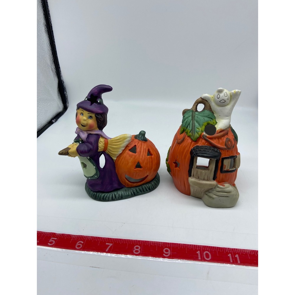 Unbranded Halloween Tealight Candle Holders Orange Purple Witch Ghost Pumpkin 2